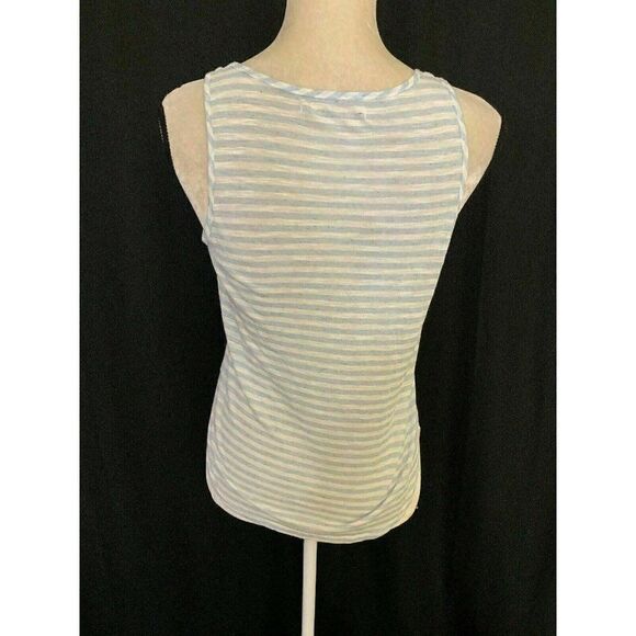 J Brand Blue White Striped Scoop Neck Tank top - Picture 4 of 8